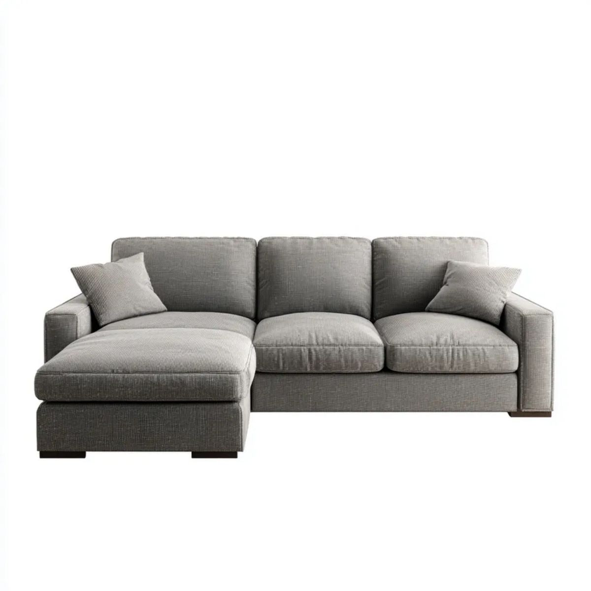 Sofa, 3-osobowa poliester szary sofa z lewej strony 270 x 160 x 85 cm