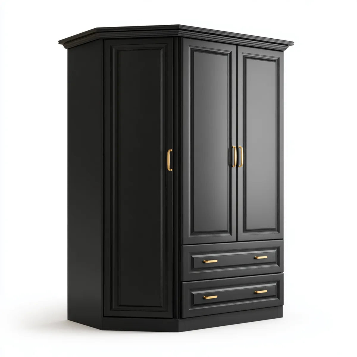 Szafa na trzy drzwi Czarna 150 x 60 x 220 cm od MDF z 2 szufladami