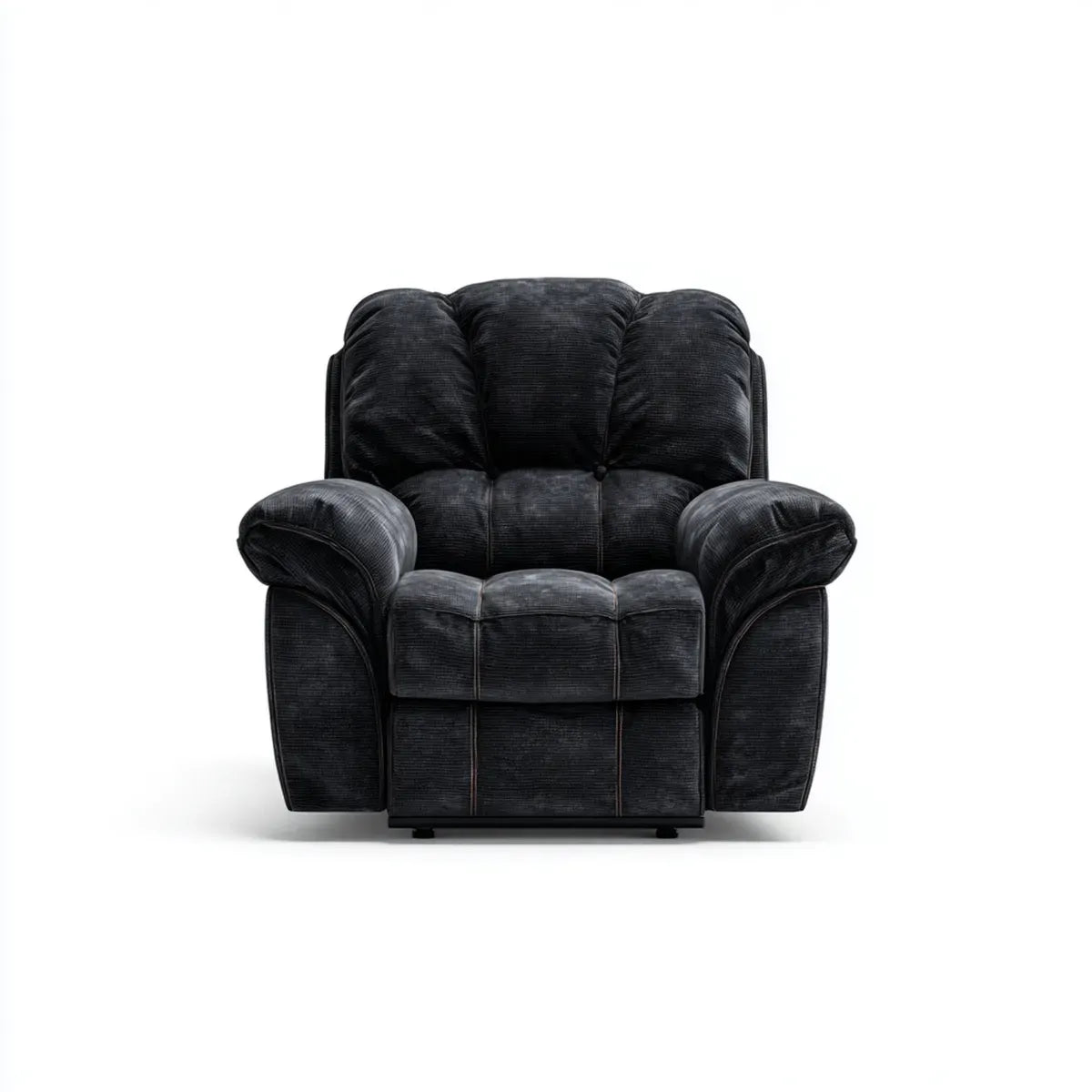 Fotel, Salon krzesełko czarne 100 x 95 x 105 cm w poliestrowym, żebrowanym aksamicie prostokątnym