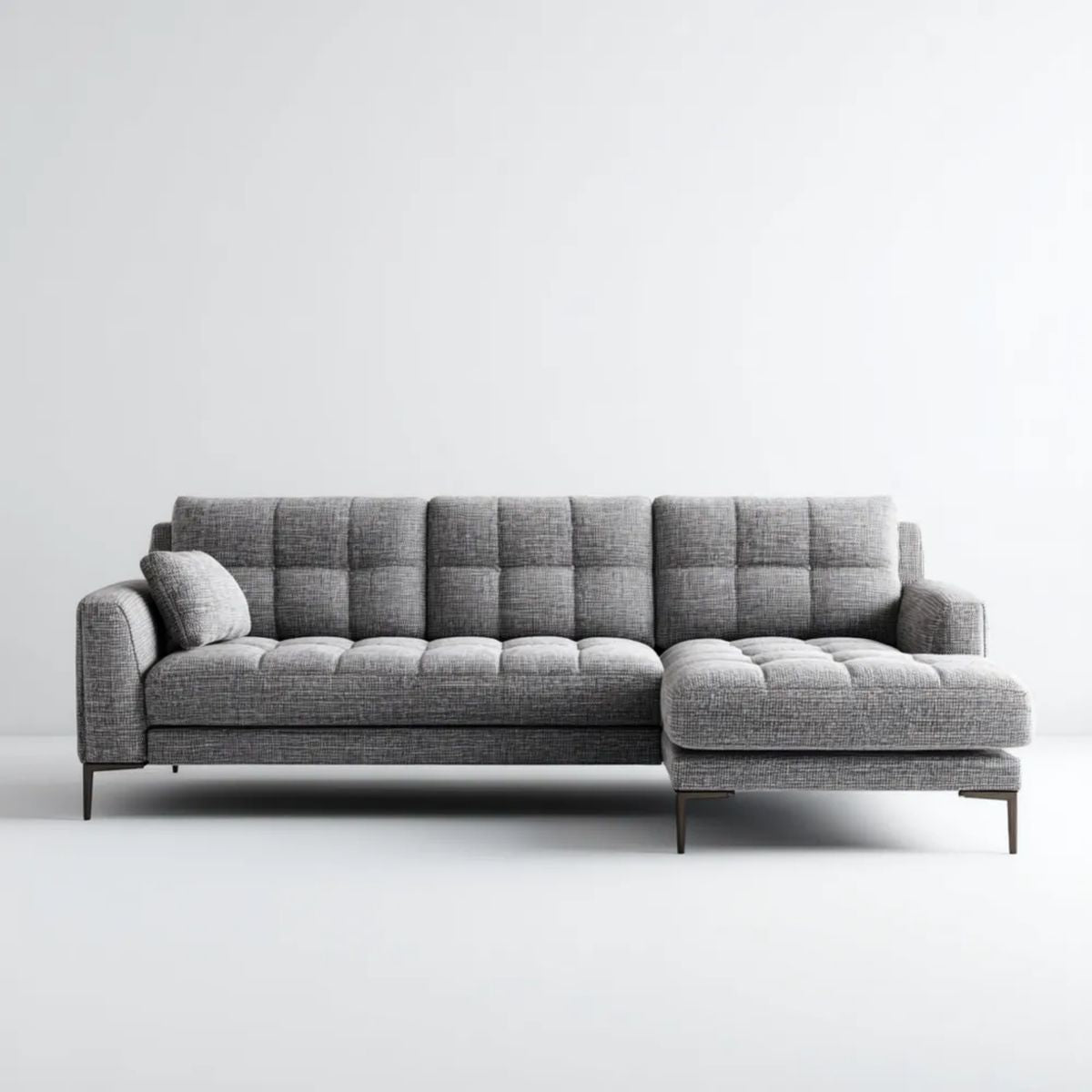 Sofa, Poliester sofa z szezlongiem na prawo, chińska szara i czarna, 270 x 160 x 85 cm