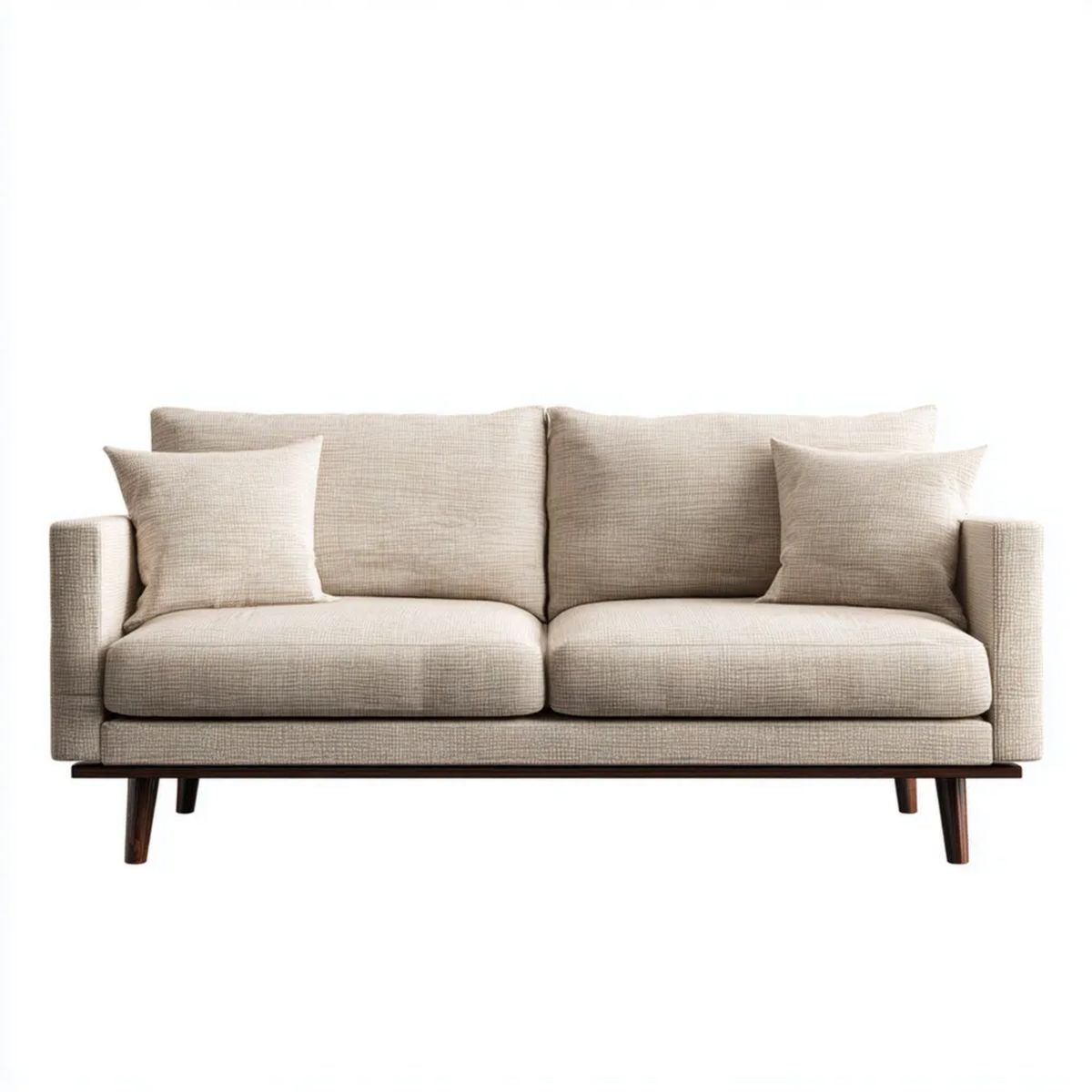 Sofa, 3-osobowa poliester sofa z lity z drewna nogi, 200 x 90 x 85 cm
