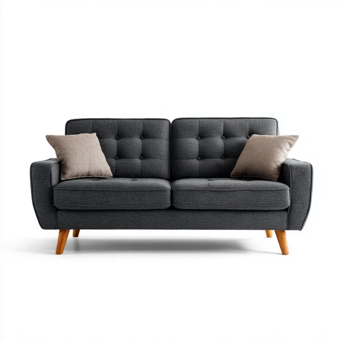 Sofa, 2-osobowa sofa solarna szara poliester 160 x 85 x 85 cm