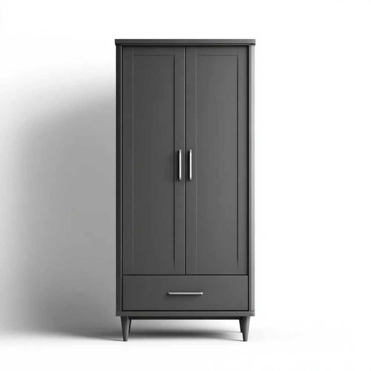 Szafa, Deska sypialna w MDF Anthracite brązowy szary z 2 drzwiami i 1 szufladą, 80 x 50 x 180 cm