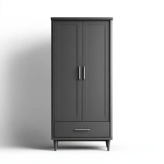 Szafa, Deska sypialna w MDF Anthracite brązowy szary z 2 drzwiami i 1 szufladą, 80 x 50 x 180 cm