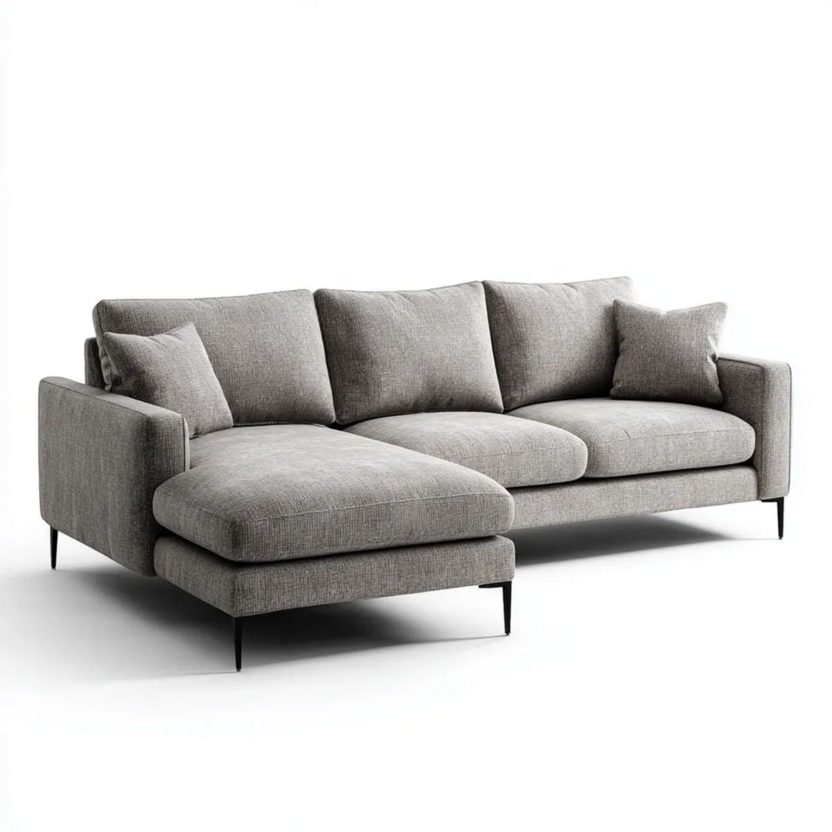 Sofa, 4-osobowa poliester szary sofa lewy narożnik 250 x 160 x 85 cm