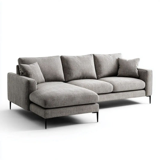 Sofa, 4-osobowa poliester szary sofa lewy narożnik 250 x 160 x 85 cm
