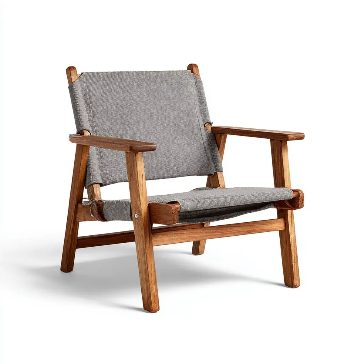 Fotel holowniczy Szary z litego drewna akacjowego i poliestru 68 x 75 x 83 cm