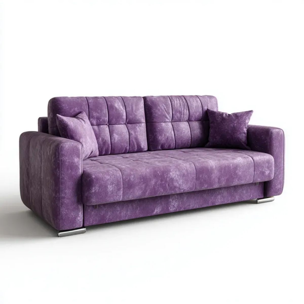 Sofa, Proste sofa 3 fioletowe fotele w poliestrze, 220 x 95 x 88 cm