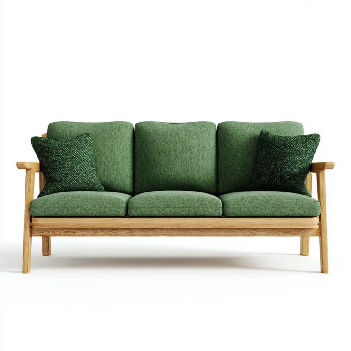 Sofa, 3-osobowa w poliestrowej i litej drewnie, 180 x 80 x 78 cm