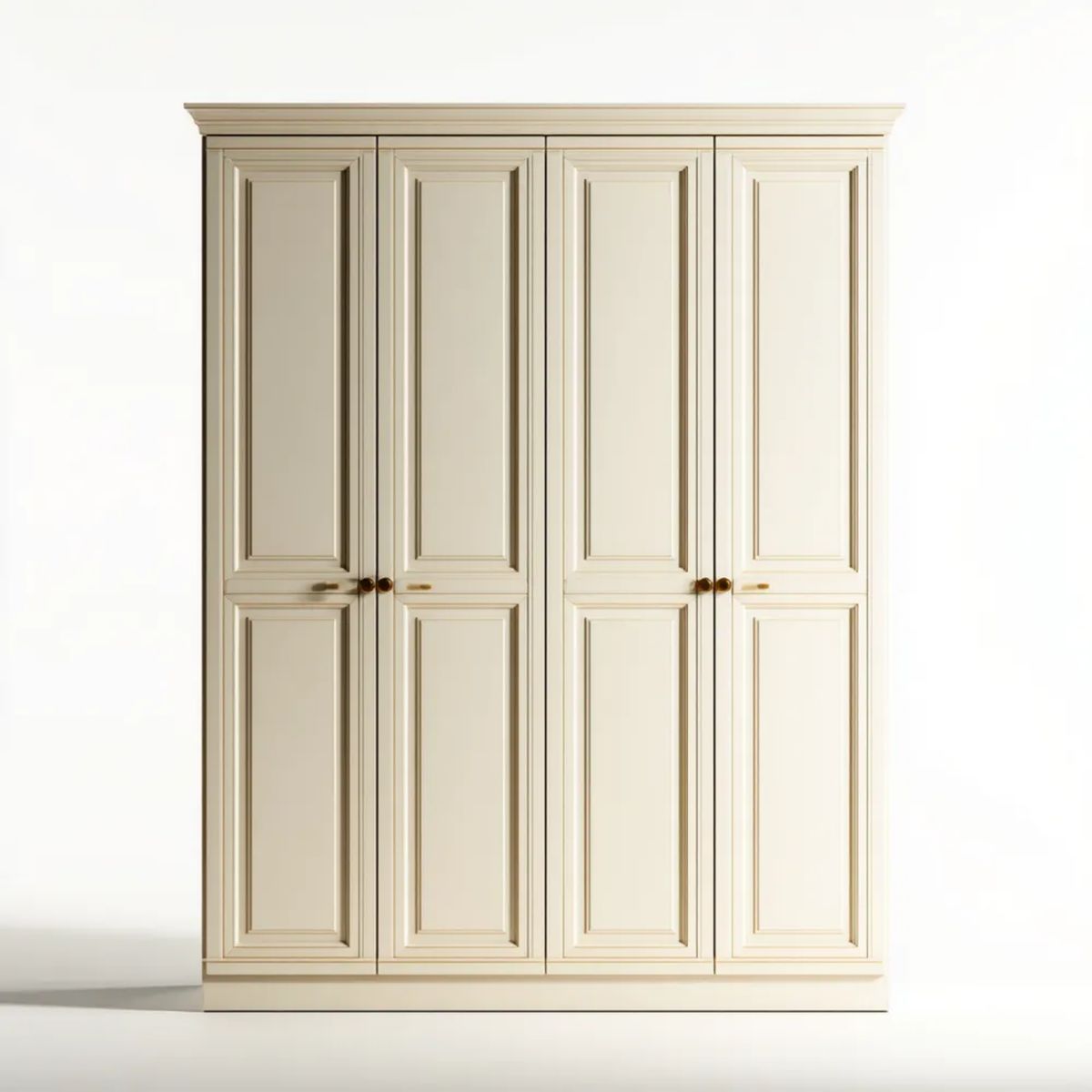 Szafa, Prostokątna Szafa 4-drzwiowa kremowe MDF 200 x 60 x 220 cm