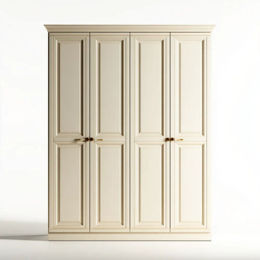 Szafa, Prostokątna Szafa 4-drzwiowa kremowe MDF 200 x 60 x 220 cm