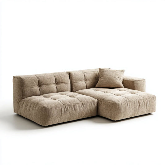 Sofa, 2-fotelik modułowa sofa Beżge 210 x 110 x 70 cm poliestrowy szenil prostokątna