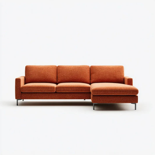 Sofa, 3-osobowa w kolorze prostym narożnik sofa w pomarańczowym poliestrze exampleteracotta 260 x 160 x 85 cm