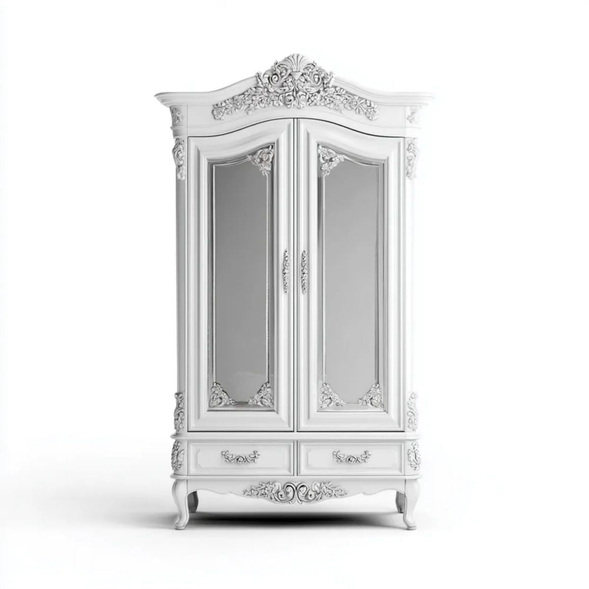 Szafa, Klasyczna szafka sypialna 2 drzwi w kolorze białym lustro w MDF 120 x 55 x 210 cm