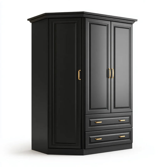 Szafa na trzy drzwi Czarna 150 x 60 x 220 cm od MDF z 2 szufladami