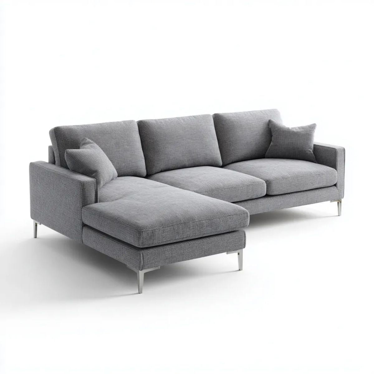 Sofa, 4-osobowa poliestrowy szara sofa, 250 x 160 x 85 cm