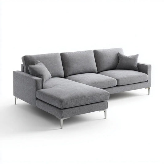 Sofa, 4-osobowa poliestrowy szara sofa, 250 x 160 x 85 cm