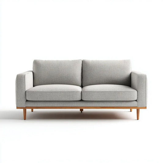 Sofa, 2 kwadratowe szare sofa z naturalną brązową drewnianą nogą, 160 x 85 x 82 cm
