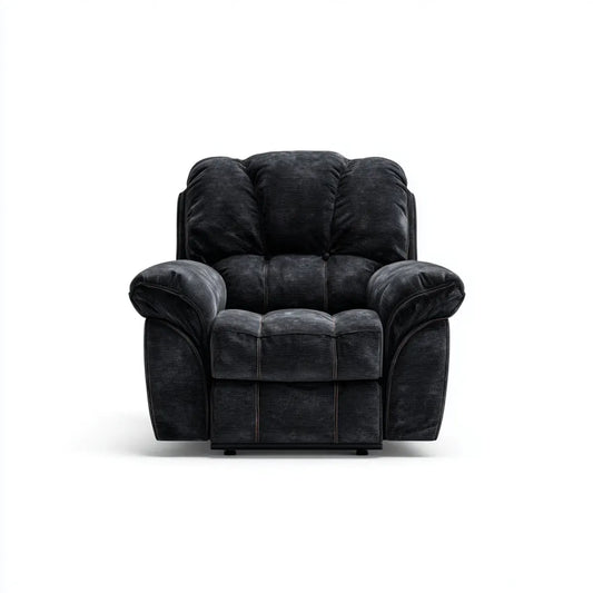 Fotel, Salon krzesełko czarne 100 x 95 x 105 cm w poliestrowym, żebrowanym aksamicie prostokątnym