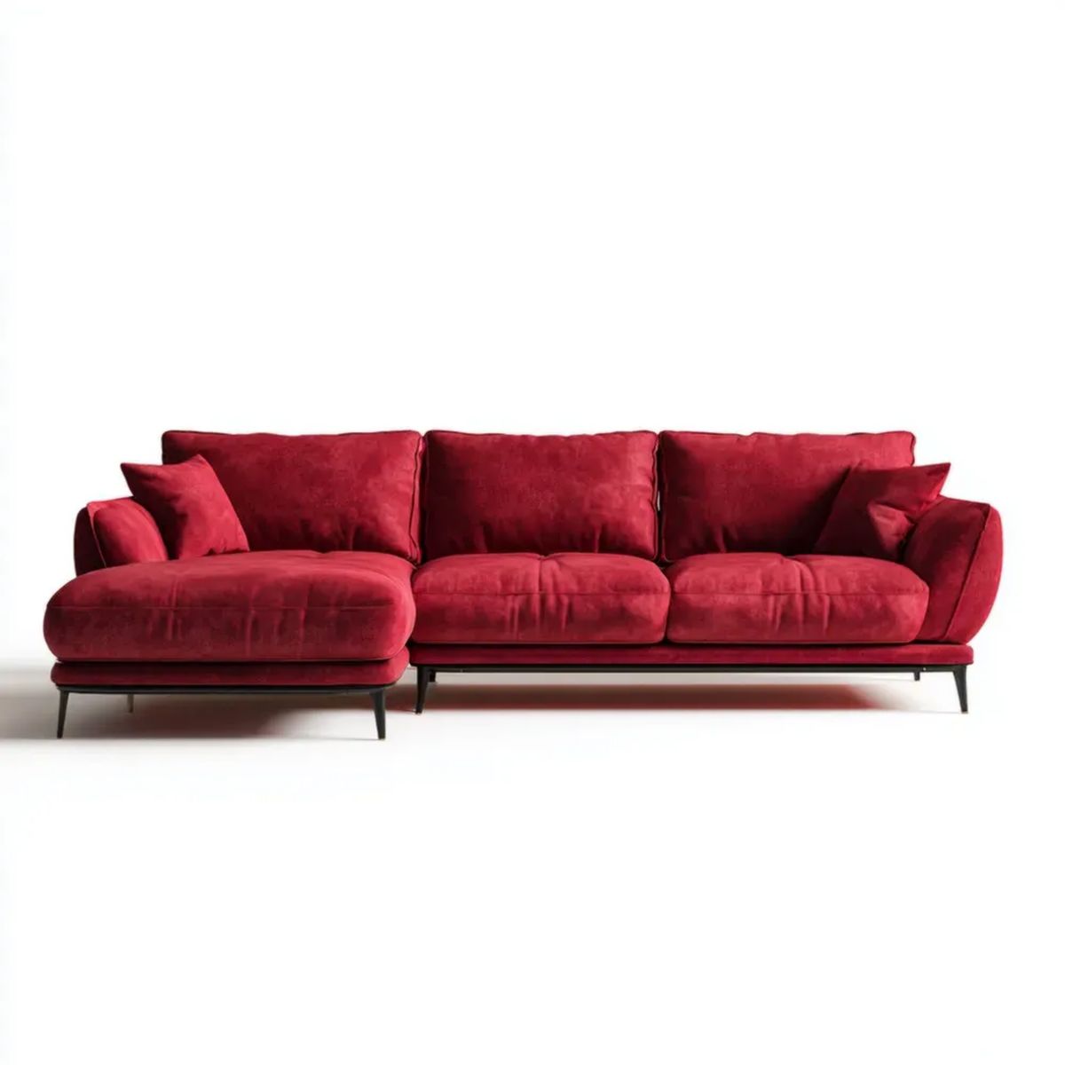 Sofa, 3-osobowa w lewo narożnik sofa w burgundii i czarny poliester ephelvelt, 290 x 165 x 85 cm