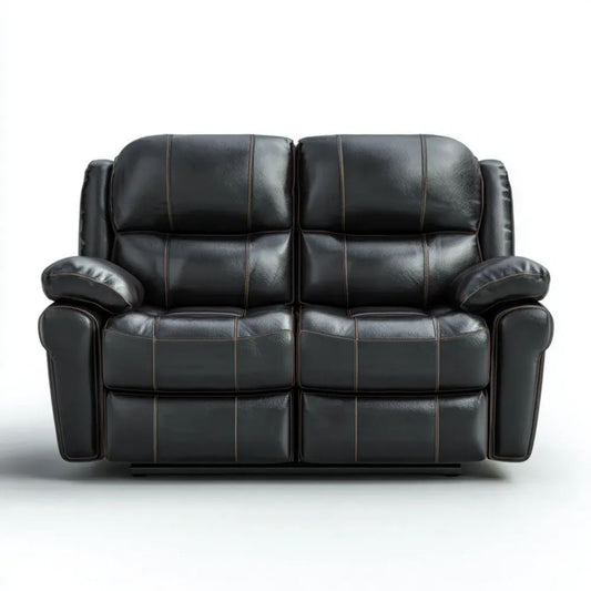 Sofa, 2-osobowa sofa czarny ze skóry syntetycznej poliuretanowej PU 170 x 95 x 100 cm