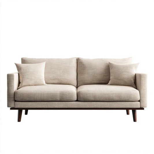 Sofa, 3-osobowa poliester sofa z lity z drewna nogi, 200 x 90 x 85 cm
