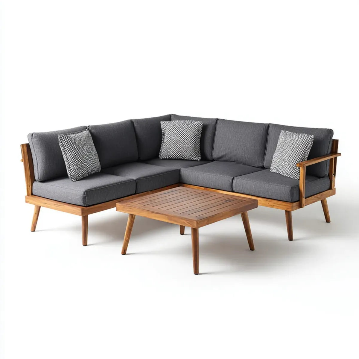 Sofa ogrodowa, Meble ogrodowe 3 sztuk szary antracyt drewniane d, 230 x 230 cm