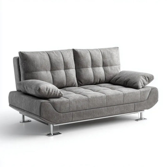 Sofa, 3-osobowa w kolorze siwym sofa w kolorze szarym w mikrofibrze poliestrowym, 210 x 90 x 85 cm