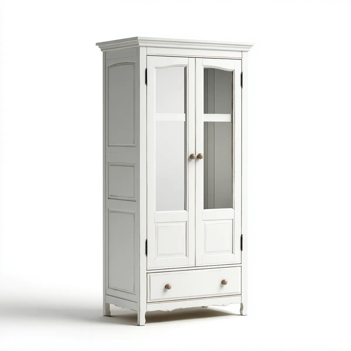 Szafa 2-drzwi biały 100 x 55 x 200 cm MDF prostokątna z lustrem i szufladą