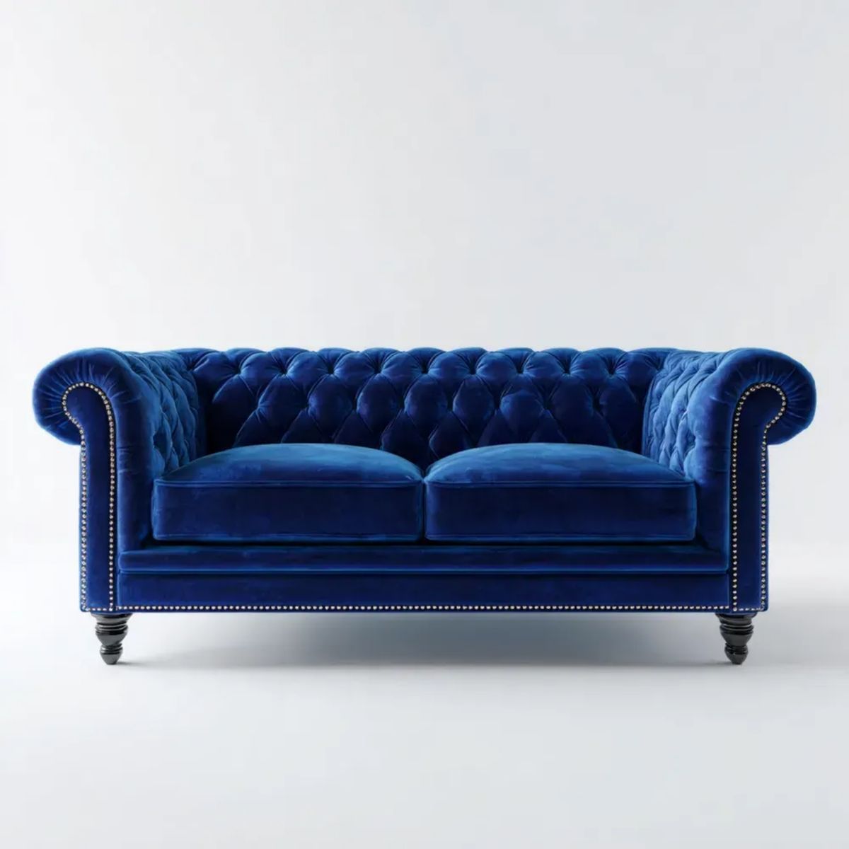 Sofa, Chesterfield 2 Sofa z poliestru Belivelvet noc beliblue, 180 x 85 x 75 cm