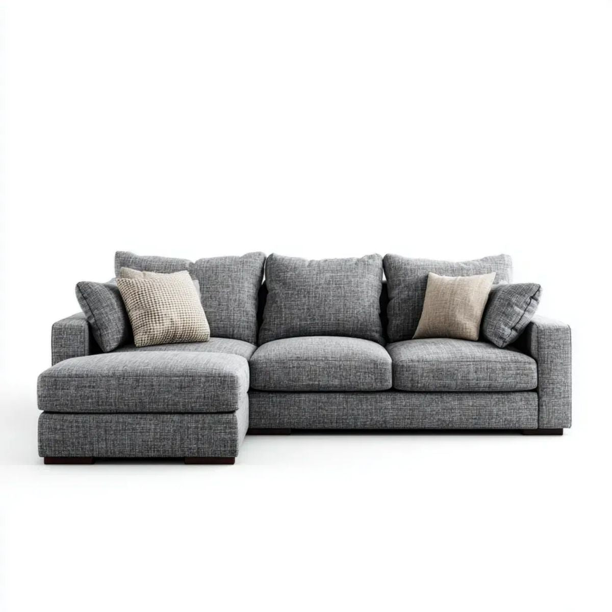 Sofa, 4-osobowa poliestrowy sofa z lewym bursztynem, 285 x 165 x 90 cm