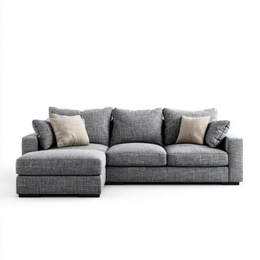 Sofa, 4-osobowa poliestrowy sofa z lewym bursztynem, 285 x 165 x 90 cm