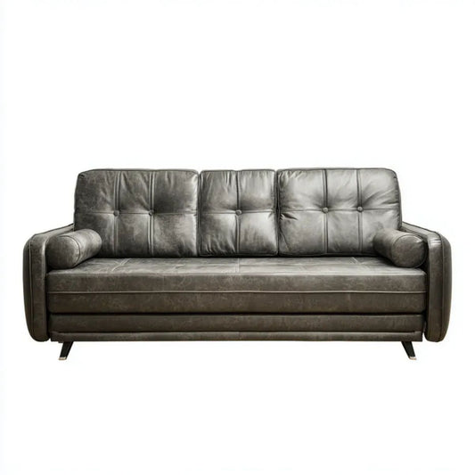 Sofa, 3 ciemnoszara sofa w poliuretanowej skórze, 210 x 90 x 88 cm