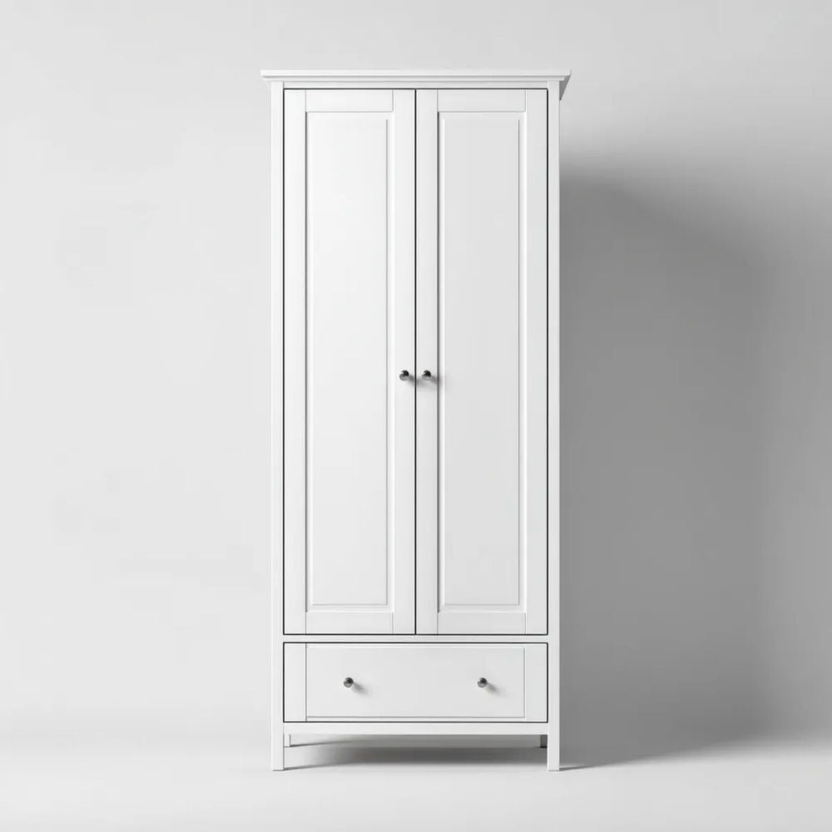 Szafa, Biała szafka w MDF z 2 drzwiami wejściowymi i 1 szufladą, 80 × 50 × 190 cm