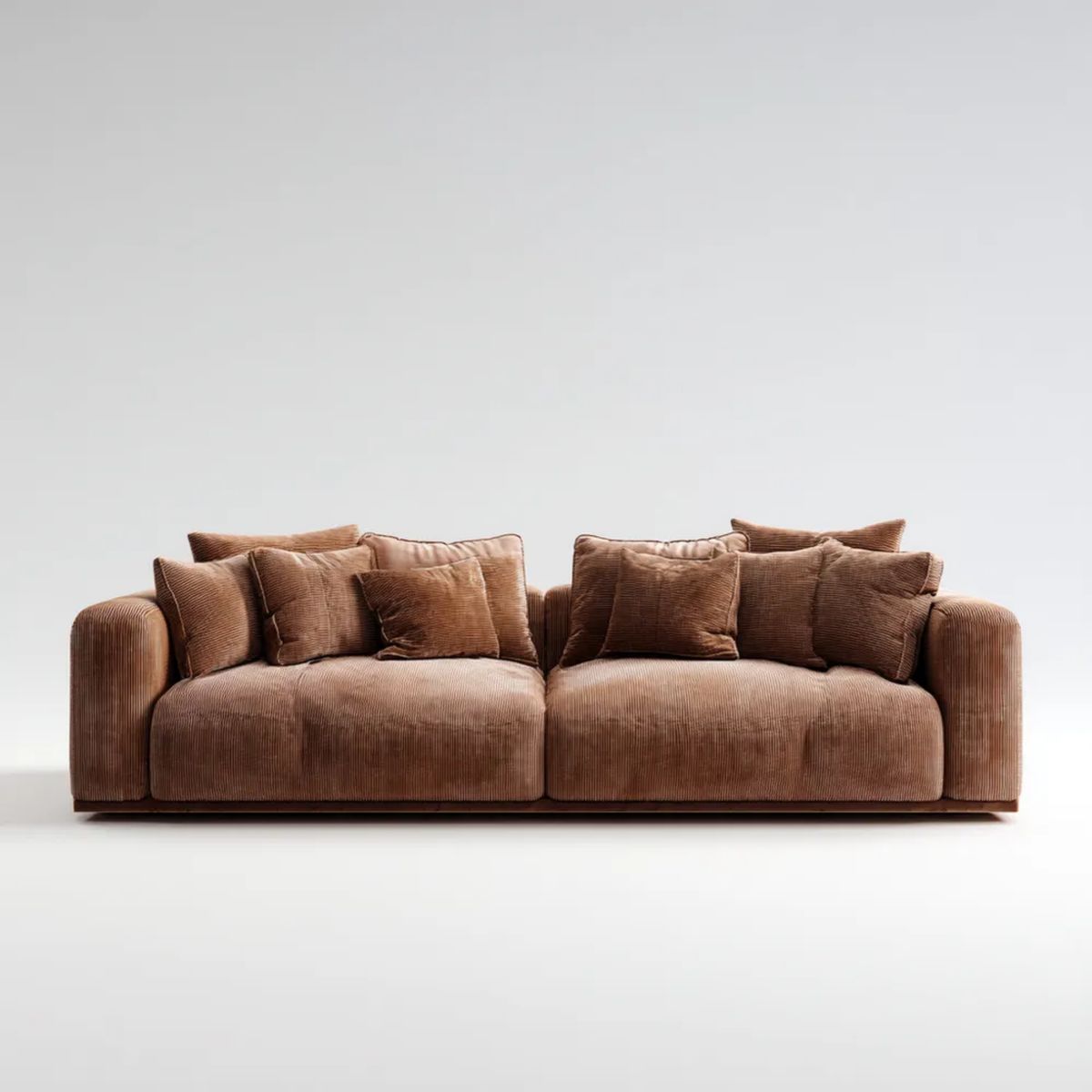 Sofa, Prawy sofa 2 brązowe fotele w nawilżaczu Betonvelvet 240 x 100 x 78 cm