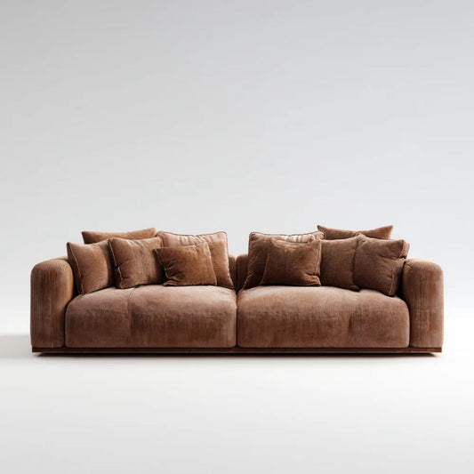 Sofa, Prawy sofa 2 brązowe fotele w nawilżaczu Betonvelvet 240 x 100 x 78 cm