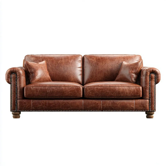 Sofa, 2-osobowa w sofie z pianki brązowej z koniak 190 x 92 x 88 cm