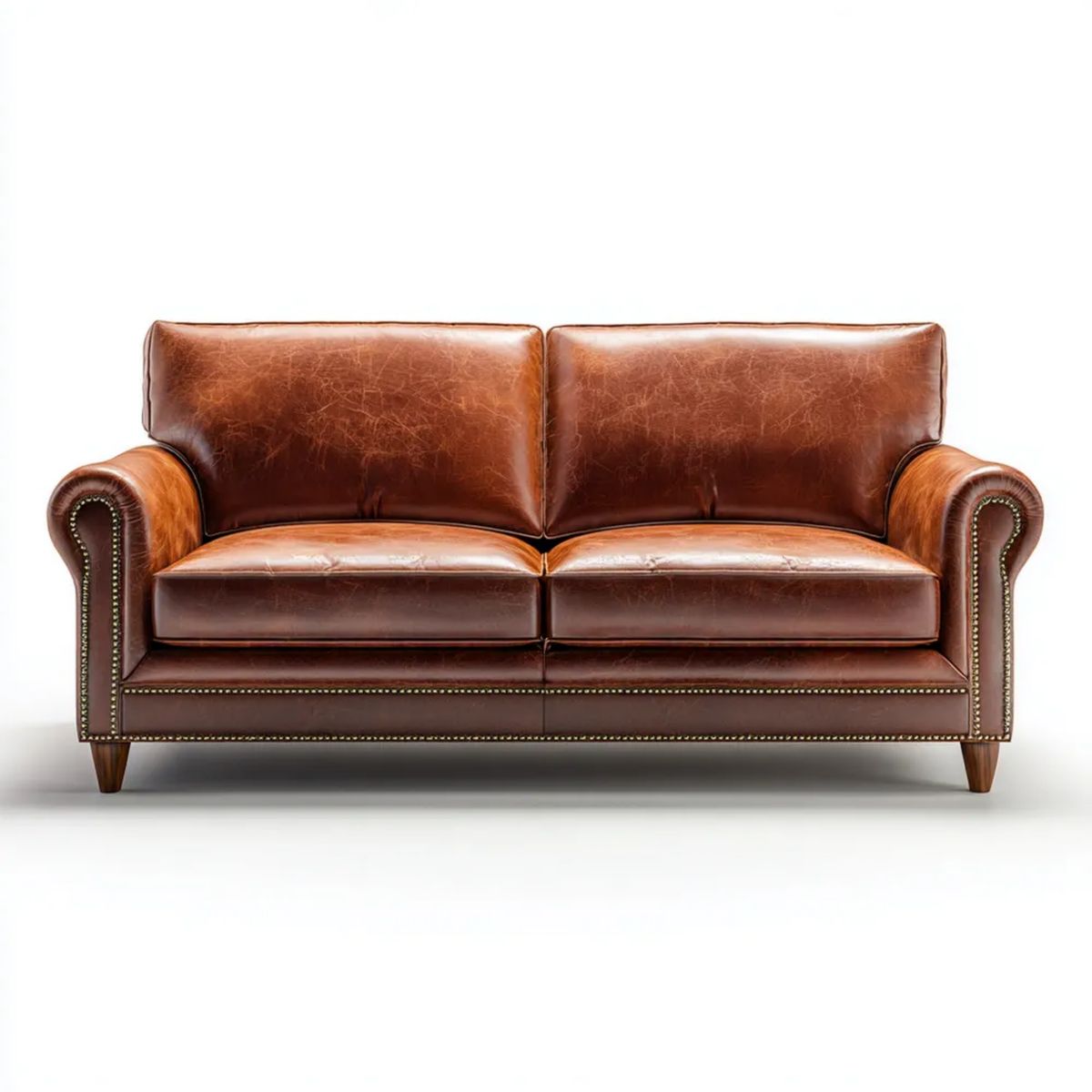 Sofa, 2-osobowa fotelik folia brązowy koniak brązowy w poliuretanowej syntetycznej skórze syntetycznej, 180 x 85 x 90 cm